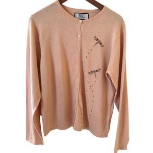 Vintage 90s Bice Sag Harbor Cardigan Sweater Size Large Dragonfly Cottagecore‎